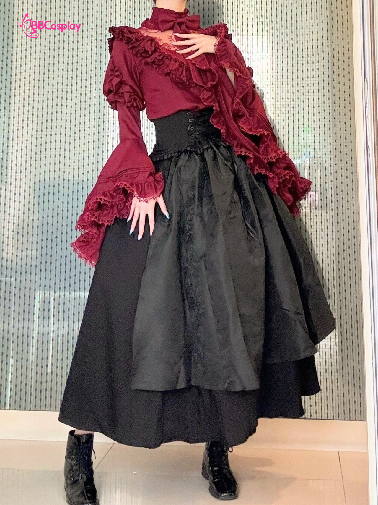 Trang Phục Nữ Tước Hoa Hồng Đen Steampunk