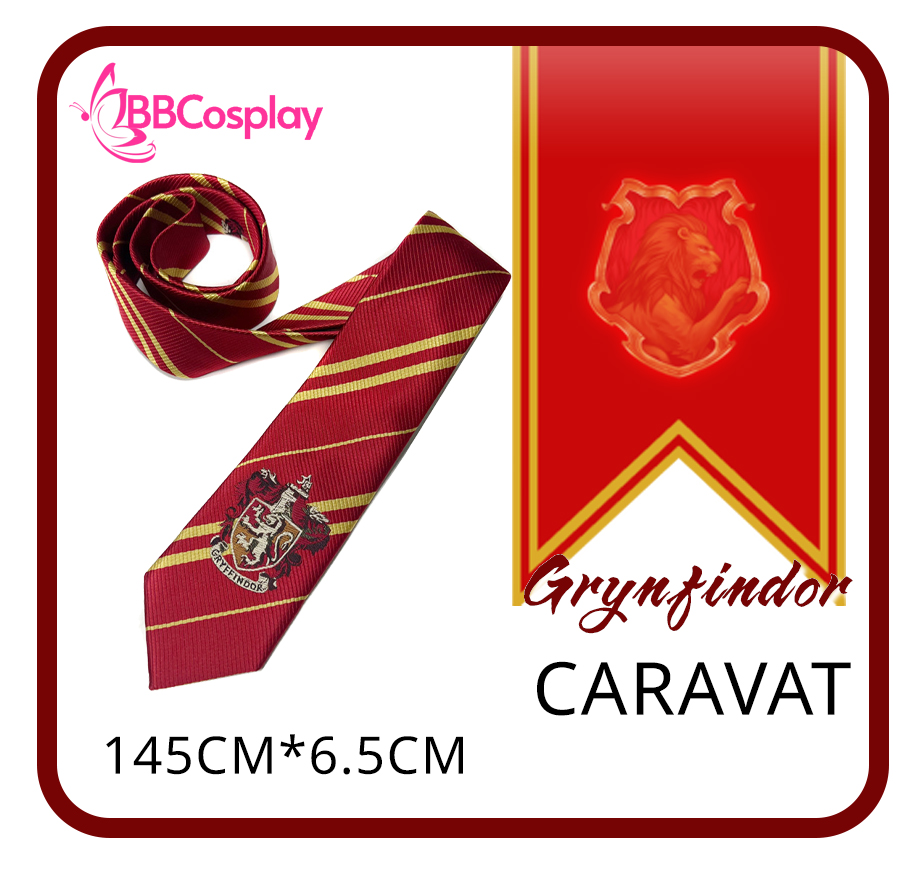 Cà Vạt Trường Phù Thuỷ Hogwarts - Godric Gryffindor (Có Logo)
