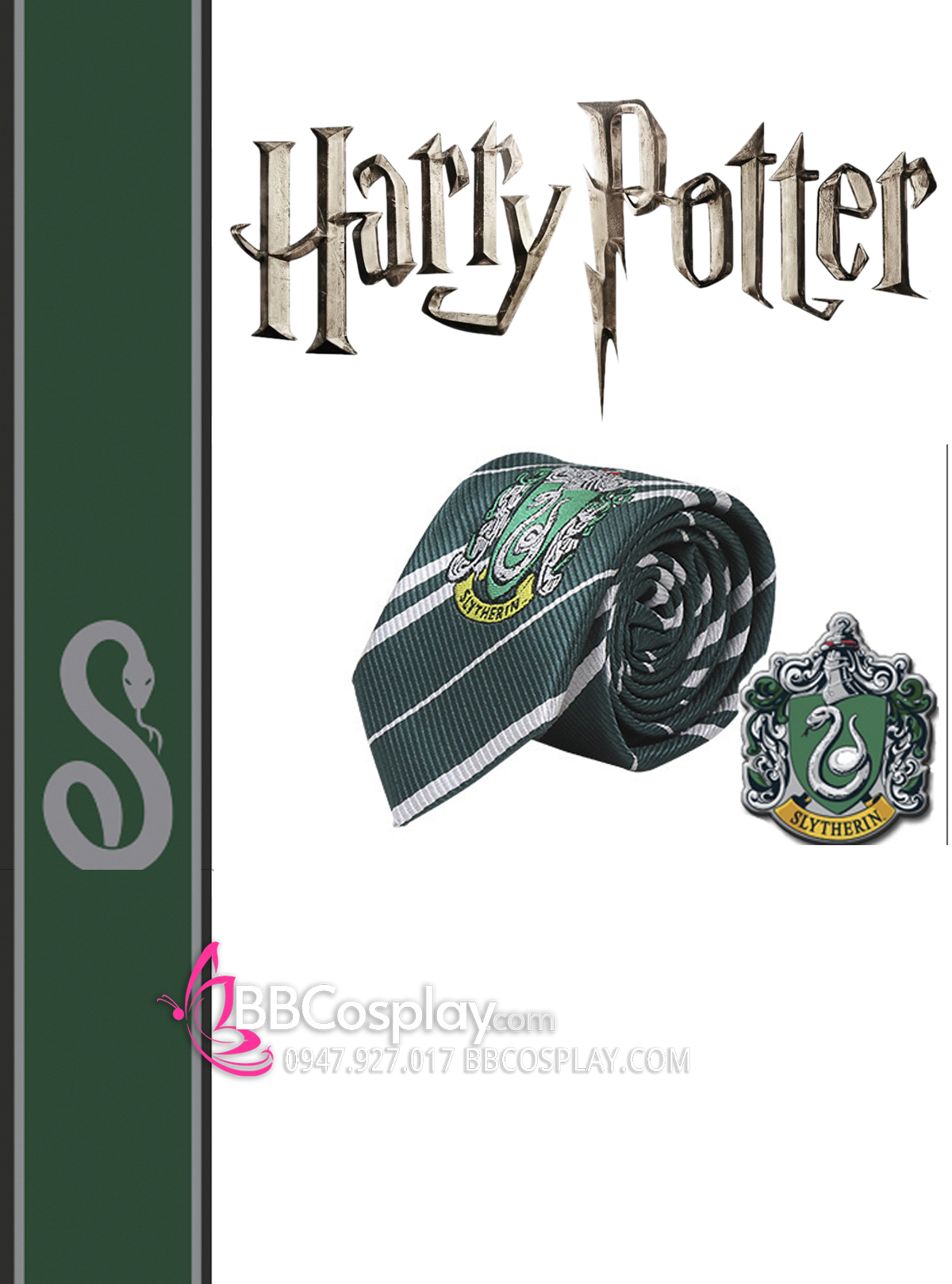Cà Vạt Trường Phù Thuỷ Hogwarts -  Salazar Slytherin (Không Logo)
