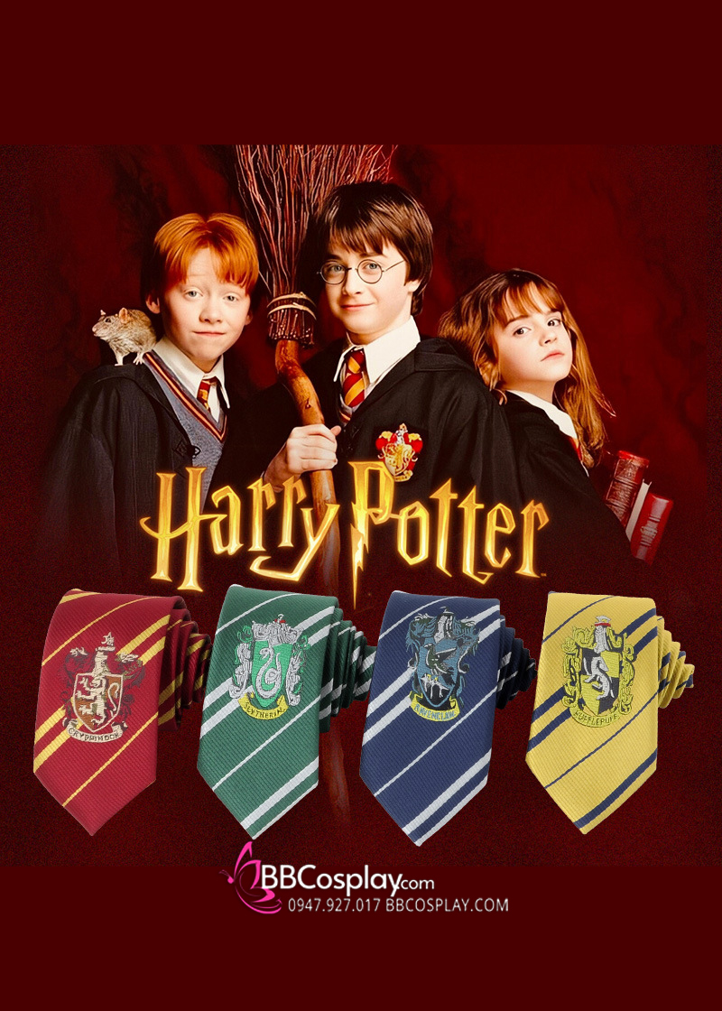 Cà Vạt Trường Phù Thuỷ Hogwarts - Helga Hufflepuff (Có Logo)