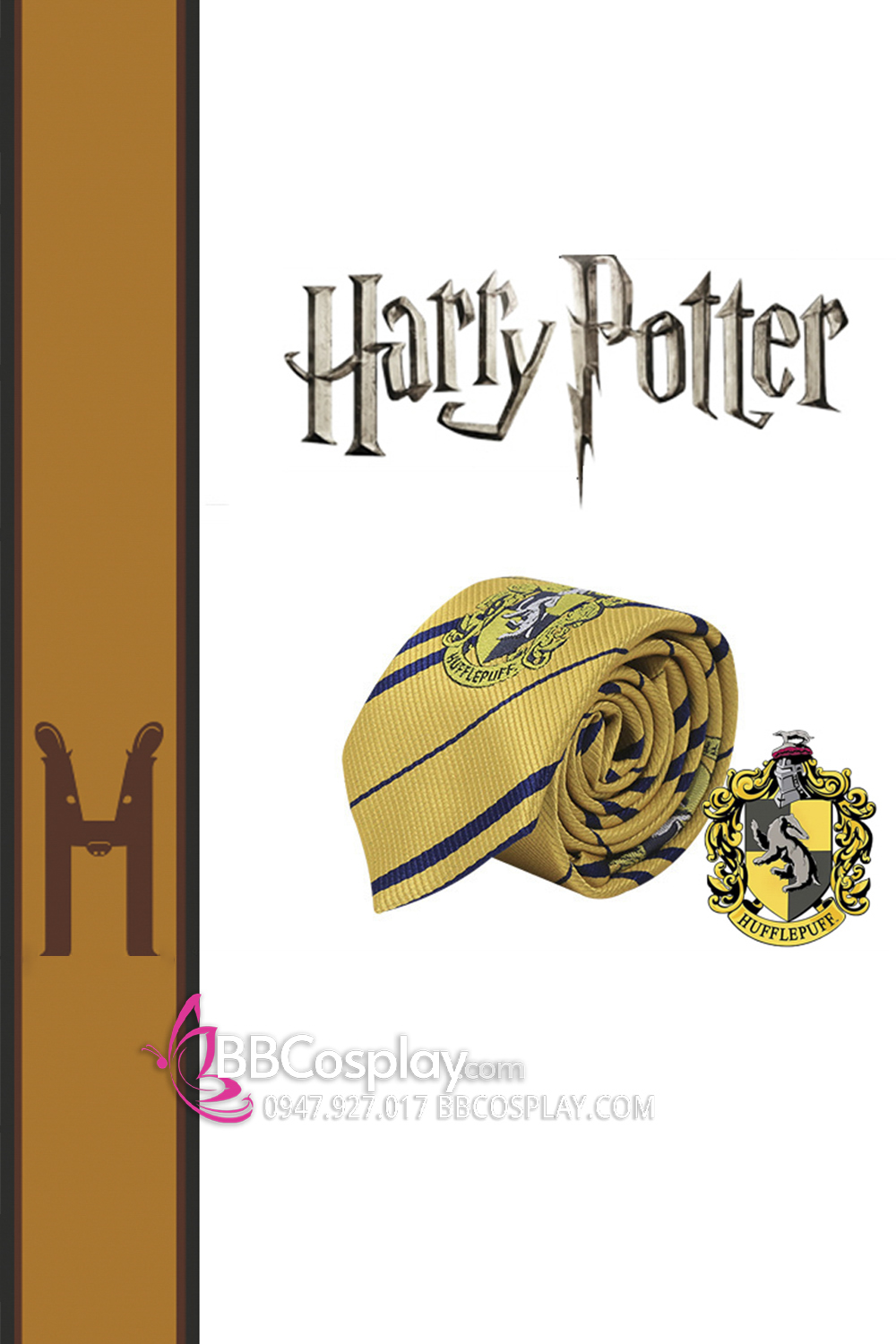 Cà Vạt Trường Phù Thuỷ Hogwarts - Helga Hufflepuff (Có Logo)