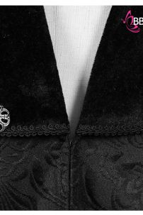 Áo Vest Châu Âu Đuôi Tôm Đen Vải Gấm Xốp Viền Cổ Nhung