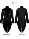 Áo Vest Châu Âu Đuôi Tôm Đen Vải Gấm Xốp Viền Cổ Nhung