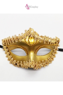 Mặt Nạ Nửa Mặt Vàng Đính Hột - Màu Vàng