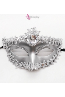 Mặt Nạ Nửa Mặt Vàng Đính Hột - Màu Bạc