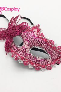 Mặt Nạ Nửa Mặt Ren Bướm Hồng Tím