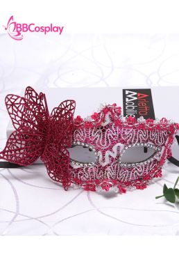 Mặt Nạ Nửa Mặt Ren Bướm Hồng Tím