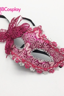 Mặt Nạ Nửa Mặt Ren Bướm Hồng Tím