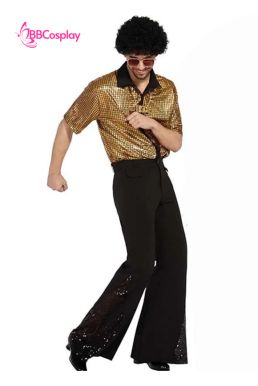 Trang Phục Disco - Áo Vàng Quần Đen Ống Loe