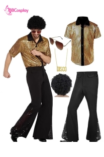 Trang Phục Disco - Áo Vàng Quần Đen Ống Loe