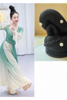Búi Tóc Hằng Nga Mẫu Đen Cơ Bản Đính Ngọc Trai