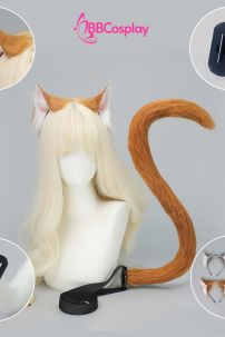 Bộ Phụ Kiện Hoá Trang Tai Và Đuôi Mèo - Màu Trắng