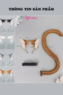 Bộ Phụ Kiện Hoá Trang Tai Và Đuôi Mèo - Màu Trắng