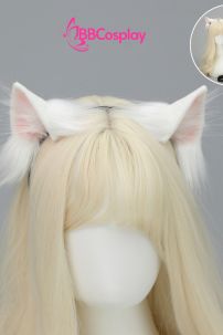 Bộ Phụ Kiện Hoá Trang Tai Và Đuôi Mèo - Màu Trắng