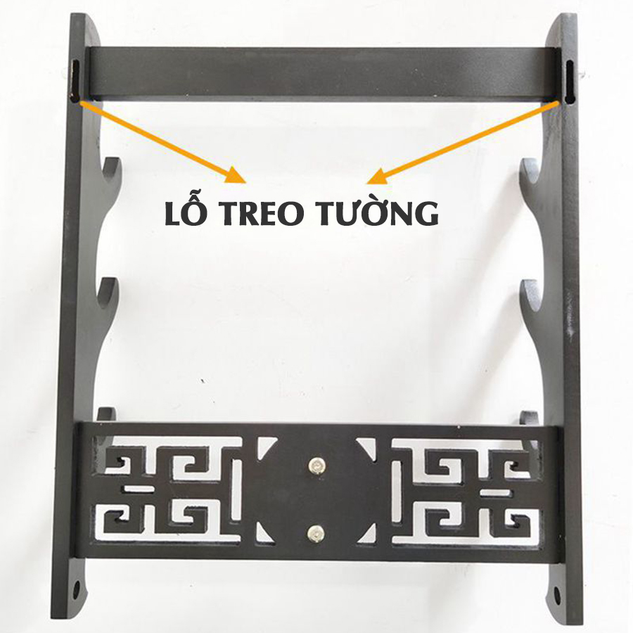 Giá Để Kiếm Treo Tường 1 Tầng CNC Khắc Hoạ Tiết Kỳ Lân Nổi 3D - Vẻ Đẹp Uy Quyền Và Sang Trọng