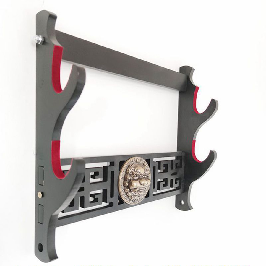 Giá Để Kiếm Treo Tường 1 Tầng CNC Khắc Hoạ Tiết Kỳ Lân Nổi 3D - Vẻ Đẹp Uy Quyền Và Sang Trọng