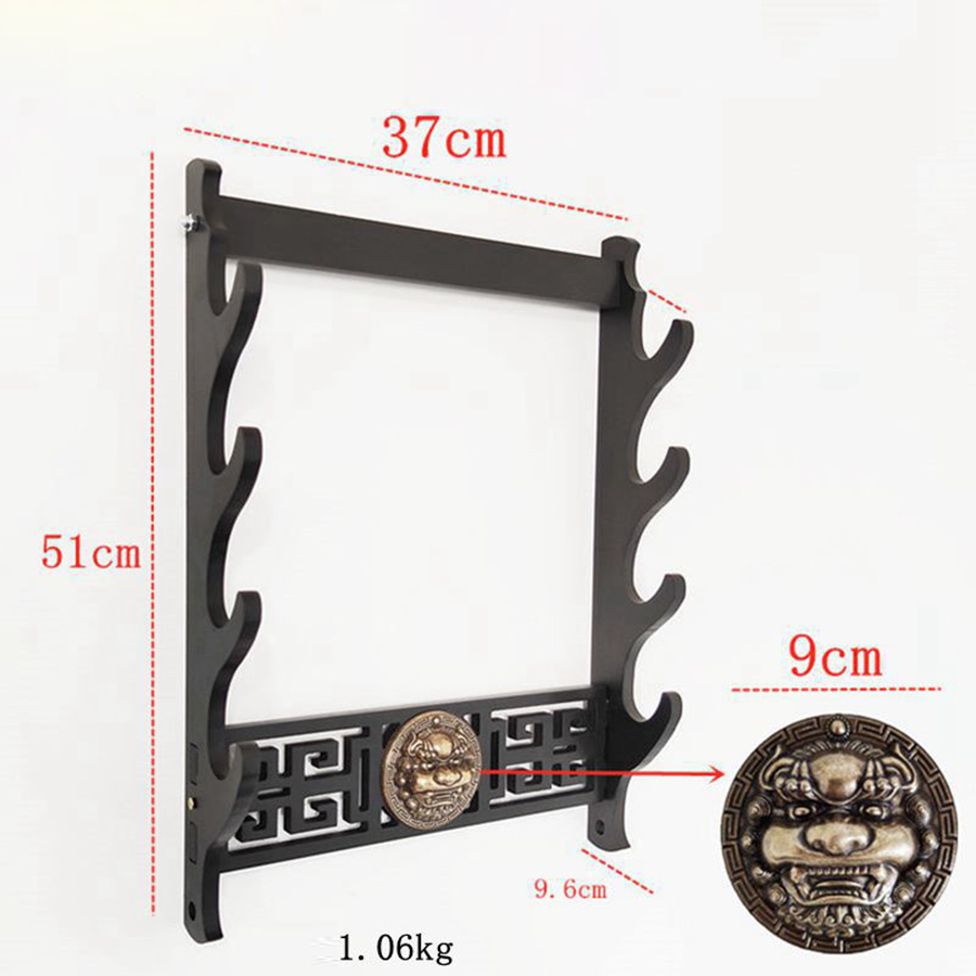 Giá Để Kiếm Treo Tường 3 Tầng CNC Khắc Hoạ Tiết Kỳ Lân Nổi 3D - Vẻ Đẹp Uy Quyền Và Sang Trọng