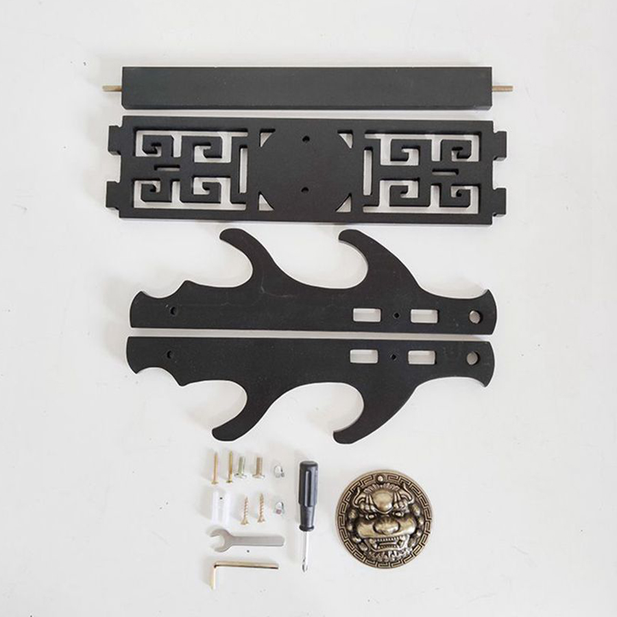 Giá Để Kiếm Treo Tường 4 Tầng CNC Khắc Hoạ Tiết Kỳ Lân Nổi 3D - Vẻ Đẹp Uy Quyền Và Sang Trọng