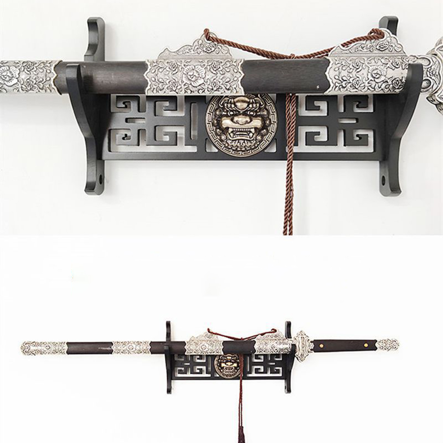 Giá Để Kiếm Treo Tường 4 Tầng CNC Khắc Hoạ Tiết Kỳ Lân Nổi 3D - Vẻ Đẹp Uy Quyền Và Sang Trọng