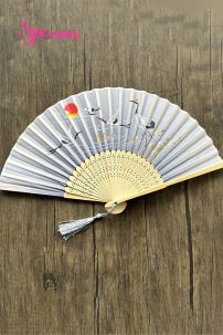 Uchiwa Quạt Vải Nhật Bản Trắng Đàn Sếu
