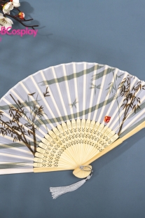 Uchiwa Quạt Vải Nhật Bản Trắng Cành Trúc
