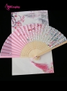 Uchiwa Quạt Vải Nhật Bản Hồng Xanh Lá Hoa Đào Rơi