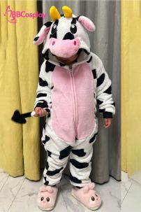 Trang Phục Hoá Trang Bò Sữa Bụng Hồng Cho Bé