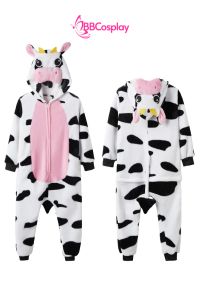 Trang Phục Hoá Trang Bò Sữa Bụng Hồng Cho Bé