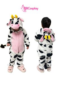 Trang Phục Hoá Trang Bò Sữa Bụng Hồng Cho Bé