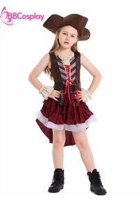 Trang Phục Nữ Cướp Biển Sọc Nâu Tone Nâu Cho Bé Gái