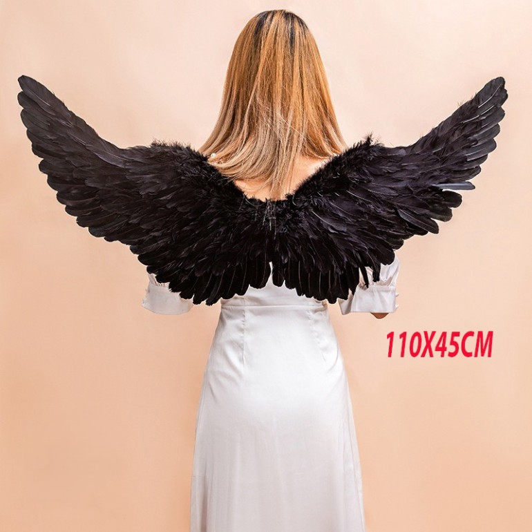 Cánh Ác Quỷ Lông Ngỗng Đen 105X43Cm