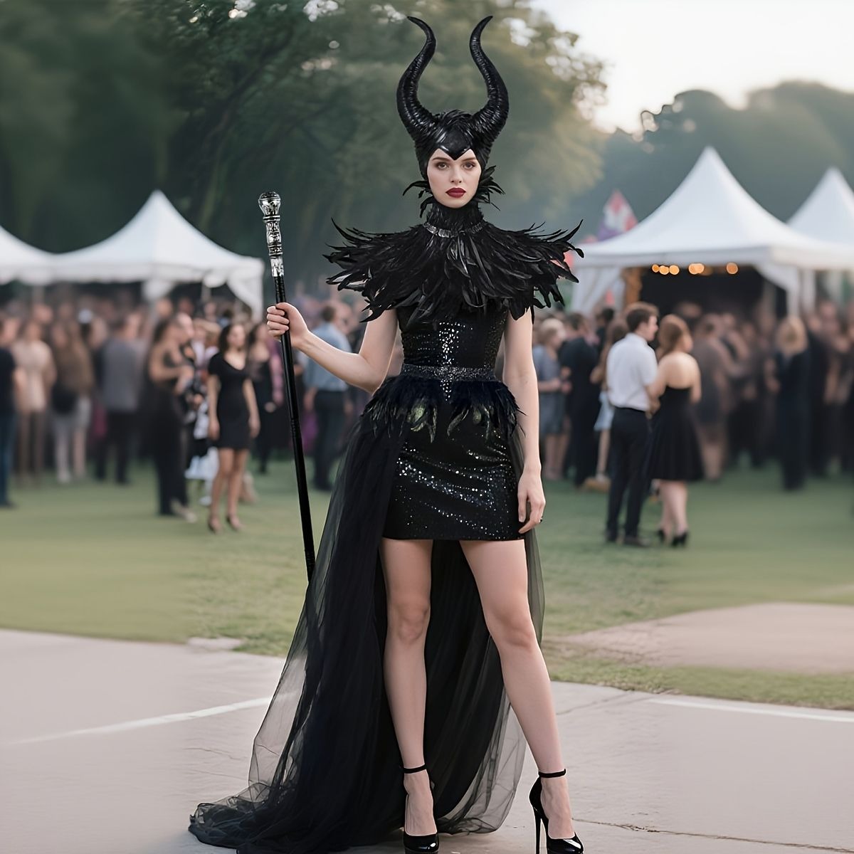 Đồ Hóa Trang Maleficent Sexy Quyến Rũ Gồm 4 Món - Trang Phục Halloween