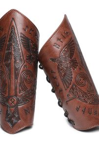 Giáp Tay Chiến Binh Khắc Hoa Văn Hiệp Sĩ - Màu Nâu Sáng