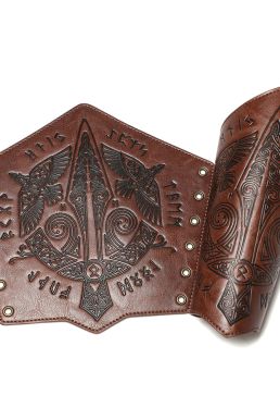 Giáp Tay Chiến Binh Khắc Hoa Văn Hiệp Sĩ - Màu Nâu Sáng