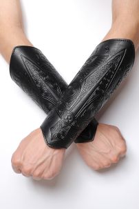 Giáp Tay Chiến Binh Khắc Hoa Văn Hiệp Sĩ - Màu Đen