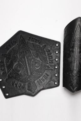 Giáp Tay Chiến Binh Khắc Hoa Văn Hiệp Sĩ - Màu Đen