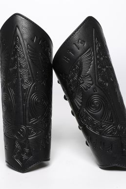 Giáp Tay Chiến Binh Khắc Hoa Văn Hiệp Sĩ - Màu Đen