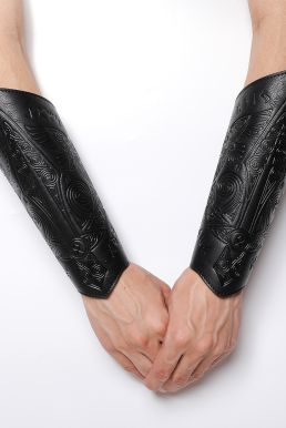 Giáp Tay Chiến Binh Khắc Hoa Văn Hiệp Sĩ - Màu Đen