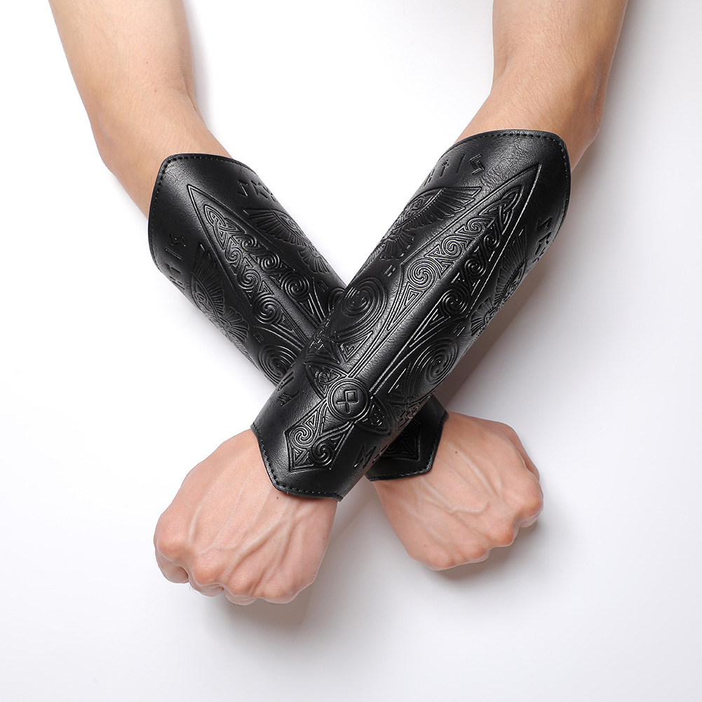 Giáp Tay Chiến Binh Khắc Hoa Văn Hiệp Sĩ - Màu Đen