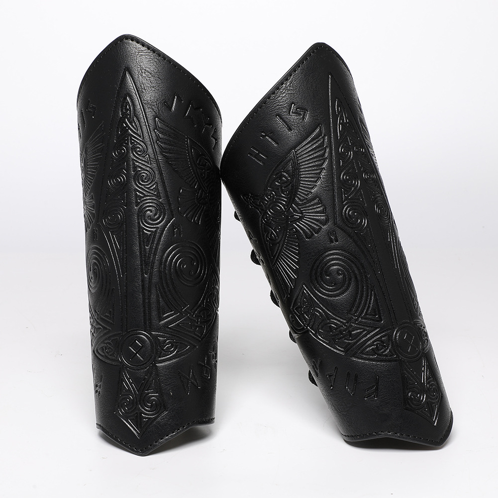 Giáp Tay Chiến Binh Khắc Hoa Văn Hiệp Sĩ - Màu Đen