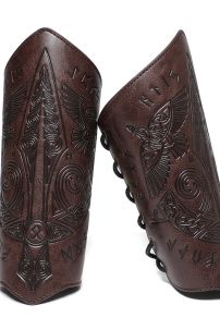 Giáp Tay Chiến Binh Khắc Hoa Văn Hiệp Sĩ - Màu Nâu Đậm