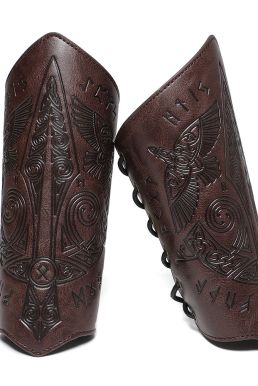 Giáp Tay Chiến Binh Khắc Hoa Văn Hiệp Sĩ - Màu Nâu Đậm