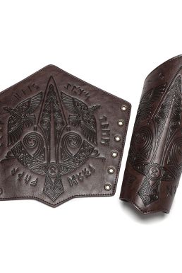 Giáp Tay Chiến Binh Khắc Hoa Văn Hiệp Sĩ - Màu Nâu Đậm