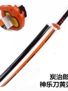 Kiếm Gỗ Luân Kiếm Viêm Trụ Rengoku Lưỡi Cam Đen - Kimetsu No Yaiba