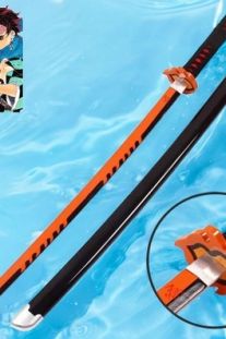 Kiếm Gỗ Luân Kiếm Viêm Trụ Rengoku Lưỡi Cam Đen - Kimetsu No Yaiba