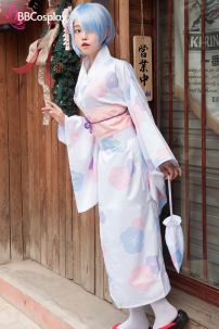 Đồ Cosplay Rem - Yukata Trắng Hoa Mai