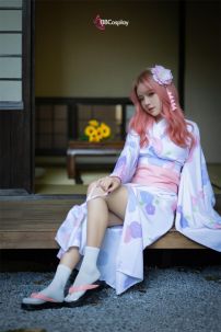 Đồ Cosplay Rem - Yukata Trắng Hoa Mai