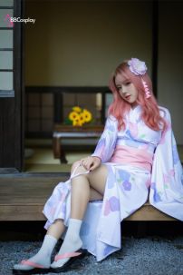 Đồ Cosplay Rem - Yukata Trắng Hoa Mai