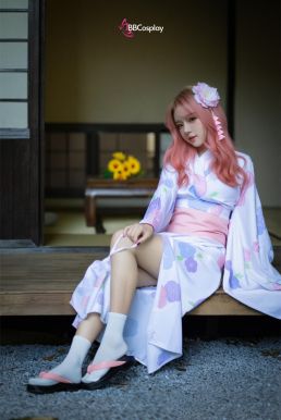 Trang Phục Cosplay Rem - Yukata Trắng Hoa Mai