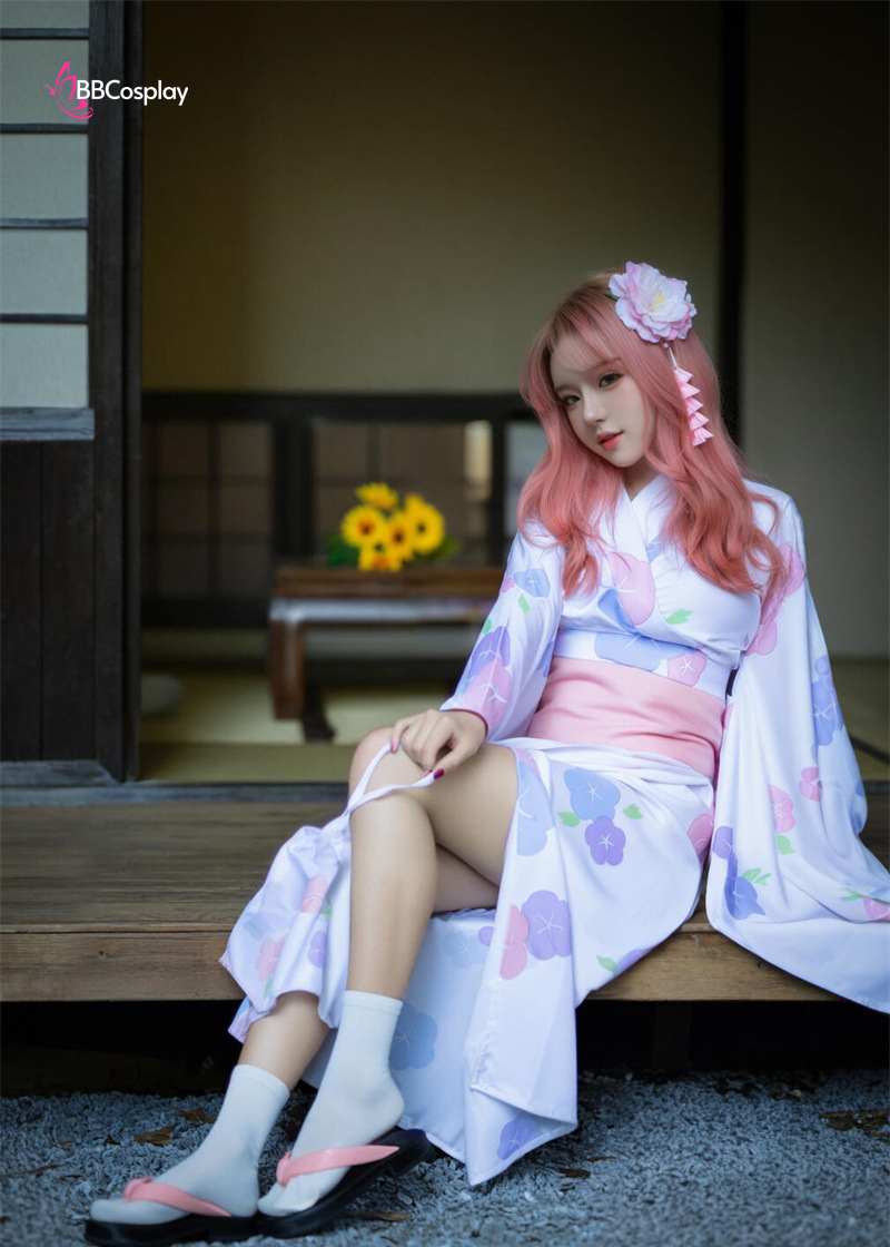 Trang Phục Cosplay Rem - Yukata Trắng Hoa Mai